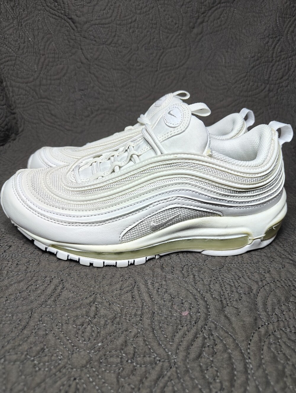 EUC Nike Air Max 97 Triple White Thistle Sole Women's Sneakers Size 8.5